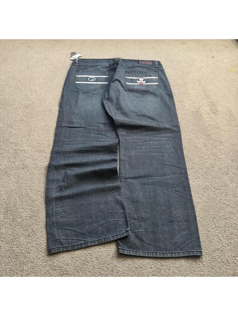 Vintage Y2K Deadstock Baggy Embroidered Dark Wash Faded Coogi Jeans